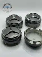 75mm Mercedes Benz Center Caps Set – Dark Grey Raised Logo - Image 5