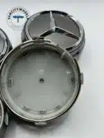 75mm Mercedes Benz Center Caps Set – Dark Grey Raised Logo - Image 4