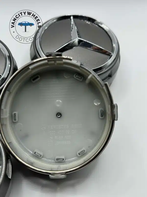 75mm Mercedes Benz Center Caps Set – Dark Grey Raised Logo - Image 4