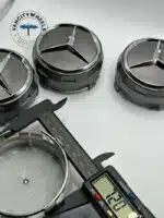 75mm Mercedes Benz Center Caps Set – Dark Grey Raised Logo - Image 3