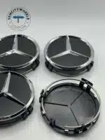 Mercedes Wheel Center Caps 75mm Matte Black Set (4Pcs) - Image 3
