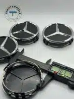 Mercedes Wheel Center Caps 75mm Matte Black Set (4Pcs) - Image 2
