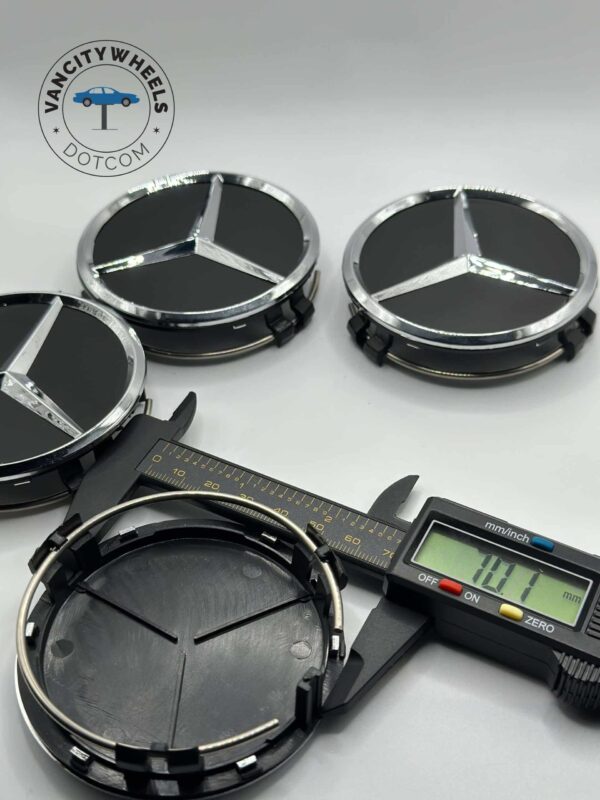 Mercedes Wheel Center Caps 75mm Matte Black Set (4Pcs) - Image 2