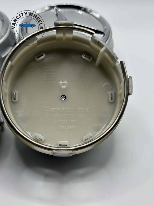 75mm Mercedes-Benz Wheel Center Caps (Set of 4) – Silver Raised Logo Hub Caps - Image 4