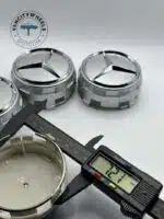 75mm Mercedes-Benz Wheel Center Caps (Set of 4) – Silver Raised Logo Hub Caps - Image 2