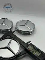 Mercedes Benz 75mm Wheel Center Caps – Matte Silver/Chrome (Set of 4) - Image 3