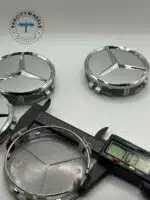 Mercedes Benz 75mm Wheel Center Caps – Matte Silver/Chrome (Set of 4) - Image 2
