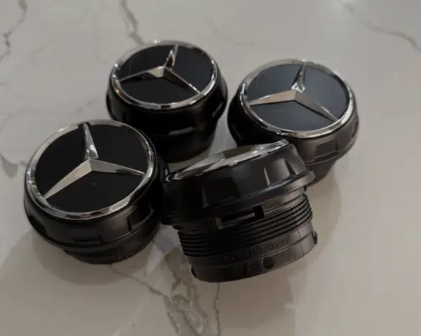4pcs Center Hub Mercedes S63 W205 W213 W218 Wheel Cap SCREW ON 68mm/2.67 Inch Black Chrome - Image 2