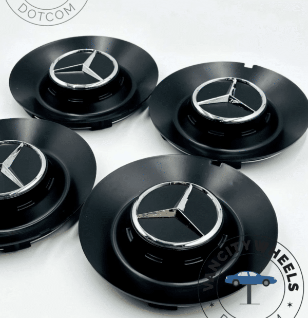 Mercedes Benz Black Wheel Center Caps 164mm WY0347 (Set of 4) - Image 6
