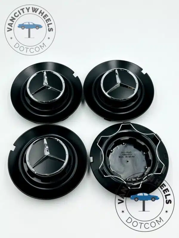 Gloss Black Mercedes Wheel Caps 146mm (BC965) - OEM Fit - Image 6