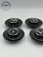 Set of 4 Mercedes-Benz Center Caps A0004001100 – Matte Black 144mm OEM Fit - Image 2