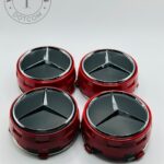 Red Mercedes Benz Alloy Wheel Center Caps 75mm