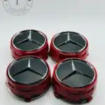 Red Mercedes Benz Alloy Wheel Center Caps 75mm