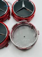 Set of 4 Red & Black Mercedes-Benz Alloy Wheel Center Caps – 75mm Hub Caps (OEM Fit) - Image 3