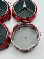 Set of 4 Red & Black Mercedes-Benz Alloy Wheel Center Caps – 75mm Hub Caps (OEM Fit) - Image 3