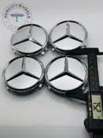 Set of 4 Chrome Mercedes Benz Alloy Wheel Center Caps 75mm - Image 3