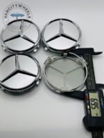 Set of 4 Chrome Mercedes Benz Alloy Wheel Center Caps 75mm - Image 2