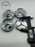 Mercedes Silver Alloy Rim Center Caps—4 Piece Set (64mm) - Image 2