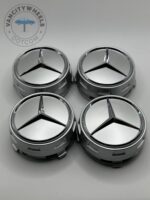 Silver Mercedes Benz Alloy Wheel Center Caps 75mm