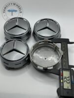 Gloss Grey Mercedes Benz Grey Center Caps—4-Piece Set (75mm) - Image 2