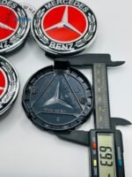 Mercedes Red Alloy Rim Center Caps 75mm – 4-Piece OEM-Style Set - Image 3