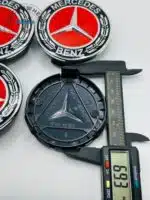 Mercedes Red Alloy Rim Center Caps 75mm – 4-Piece OEM-Style Set - Image 3