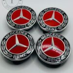 Mercedes Red Alloy Rim Center Caps