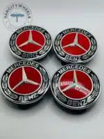 Mercedes Red Alloy Rim Center Caps