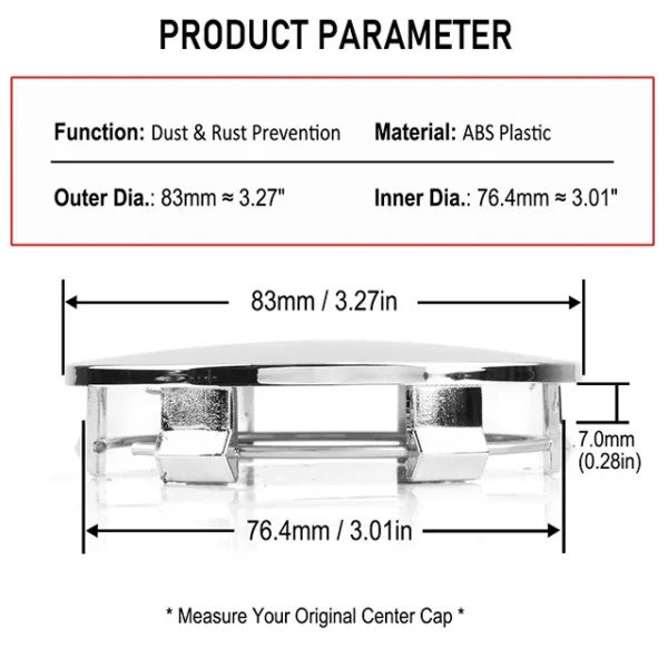 83mm (3.27in) for GMC Cadillac Suburban Silverado Center Caps #88963143 - 20214487 - Image 6