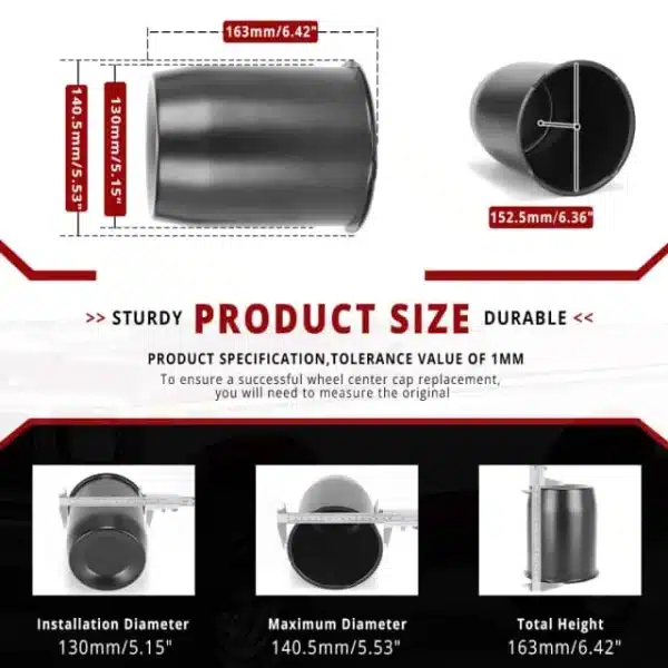 5.15in Push-Through Trailer Center Hub Cap for Aftermarket Truck RV Camper Rim 6.36' Tall - 20274221MB - Image 5