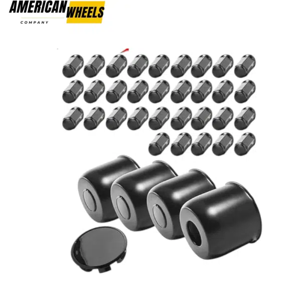 4.88in Push Through Wheel Center Hub Caps with Removable Top Caps and 9/16"-18 Lug Nuts - 20274418=[74073+12232CHx8] / [74167BK+12232MBx8] - Image 2