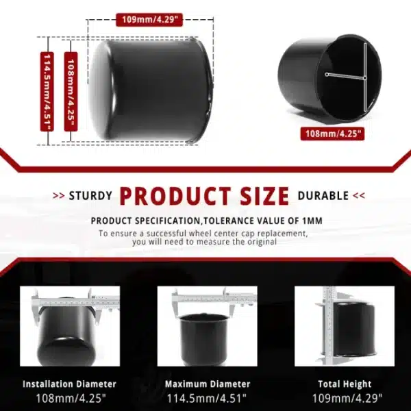 4.25in Push Through Trailer Wheel Center Cap for Truck Rims Center Bore 4.29in Height - 20274219MB - Image 4