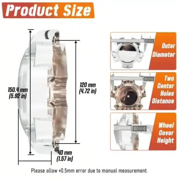 150mm 5.92in 2007-2019 Toyota Tundra Wheel Center Caps Replace #881C20 #89-9598B #S1311-09 - 20272063 - Image 7