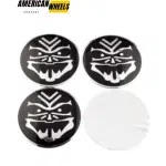 64mm Wheel Center Cap Aluminum Decals Auto Stickers with Silver-Black Skull Mask 4pcs - 20270007 - Image 2