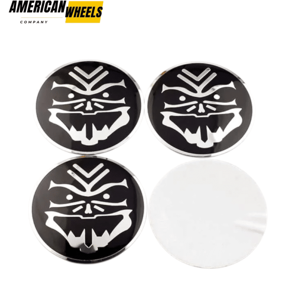 64mm Wheel Center Cap Aluminum Decals Auto Stickers with Silver-Black Skull Mask 4pcs - 20270007 - Image 2