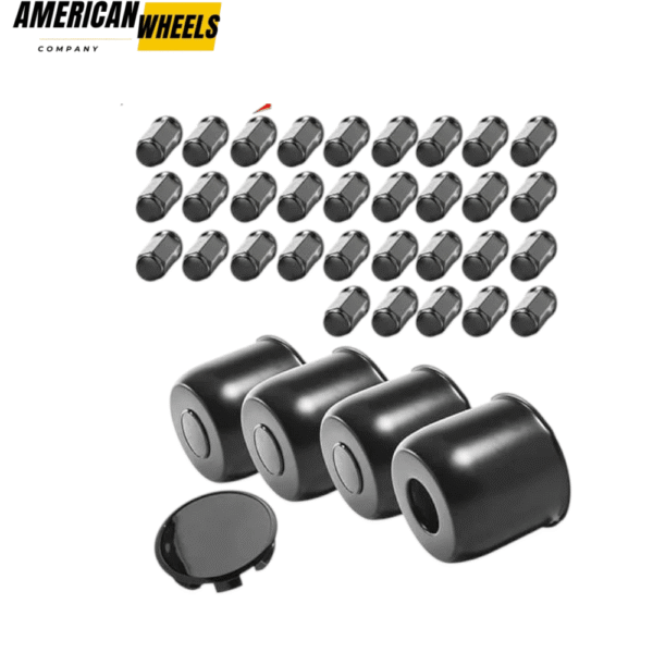 4.88in Stainless Push-Thru Trailer Center Caps with Removable Top Cap and 9/16"-18 Lug Nuts - 20274419=[74303CH+12232CHx8] - Image 2