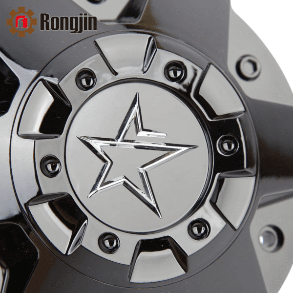 4pcs Set 195.7mm Snap On Black + Chrome Alloy Wheel Center Caps 6 Lug – C-054 - Image 7