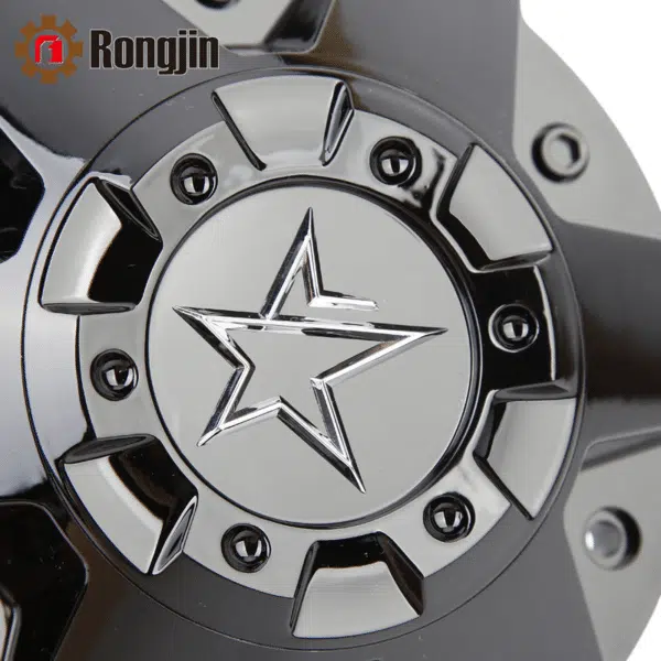 4pcs Set 195.7mm Snap On Black + Chrome Alloy Wheel Center Caps 6 Lug – C-054 - Image 7