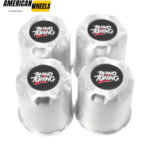 4pcs 3.27in Aluminum Push Through Center Caps for 3.27in Bore 3.66'' Height - 20260017SV=[74301SV+20971]x4