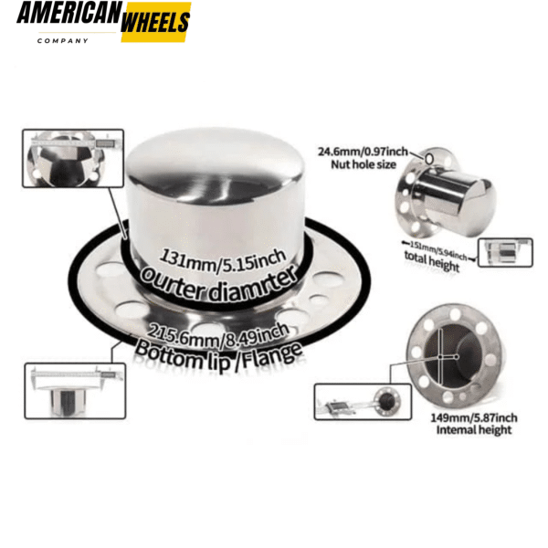 4pcs 5.15in 8 Lug Eagle Alloys Front Rear Dually Stainless Wheel Center Caps #3108-06 x 2 - 20274364CH=[74355CH+74356CH]x2 - Image 2