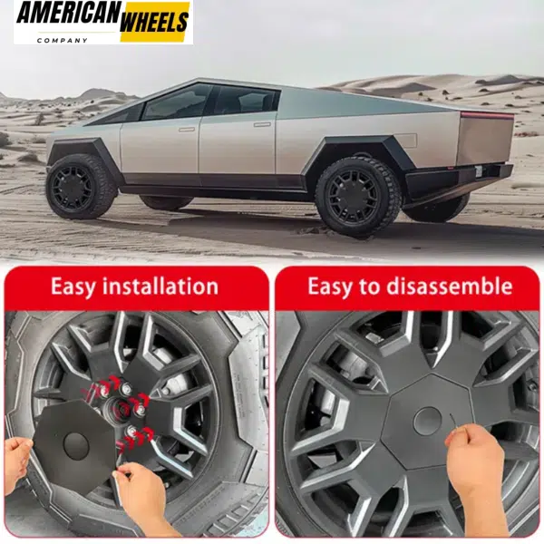 4pcs 195mm 7.68in Heptagon Wheel Center Caps for Tesla Cybertruck 20" Terrain Wheels - 20250005MB - Image 3