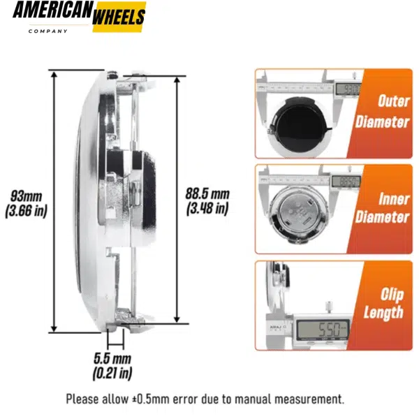 4pcs 93mm 3.66in for Toyota Land Cruiser Wheel Center Hub Caps #4260B60370 - 20277129CH[14225+13709BK]x4 - Image 3