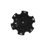 Black mechanical component with six arms