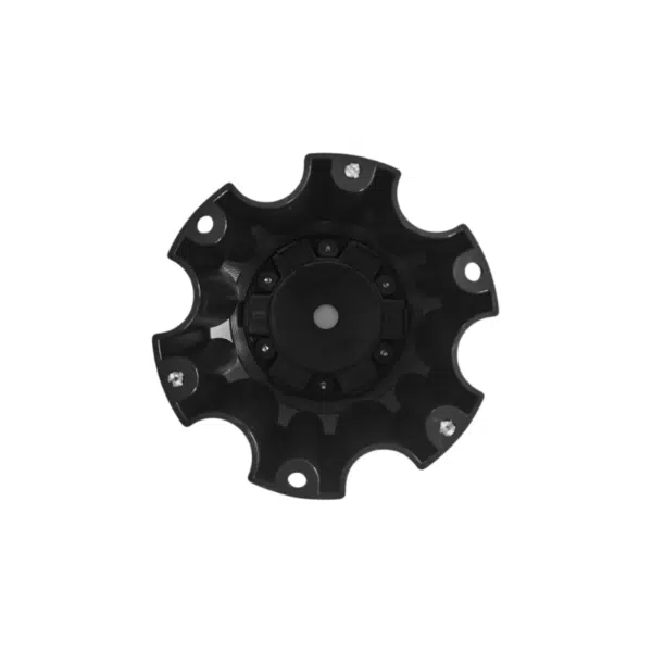 Black mechanical component with six arms