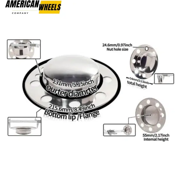 4pcs 5.15in 8 Lug Eagle Alloys Front Rear Dually Stainless Wheel Center Caps #3108-06 x 2 - 20274364CH=[74355CH+74356CH]x2 - Image 3