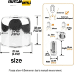 4.88in Push Through Wheel Center Hub Caps with Removable Top Caps and 9/16"-18 Lug Nuts - 20274418=[74073+12232CHx8] / [74167BK+12232MBx8] - Image 4