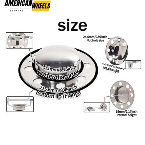 5.15in Front Dually Eagle Alloys 8 Lug Center Caps for 8x6.5 and 8x170 Bolt Wheel#3108-06 - 20274355CH - Image 4