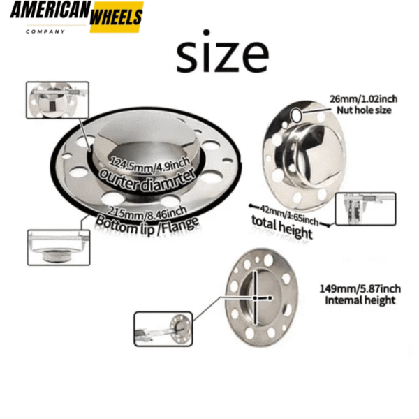 Fit Some Front Dually Alcoa Eagle Alloys 8 LUG Wheel Center Caps 4.9in Shaft Base Diameter - 20274351CH - Image 5