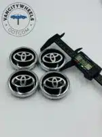 Toyota wheel center caps Chrome Black logo