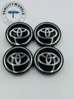 Toyota wheel center caps Chrome Black logo